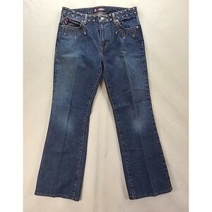 Vintage 90s Bongo Jeans Embellished‎ w Rhinestones and Studs Size 9